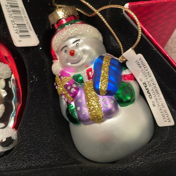 Rare Vintage GANZ Blown Glass Christmas Ornaments Set of 6 in Red Tree Gift Box - Picture 9 of 15